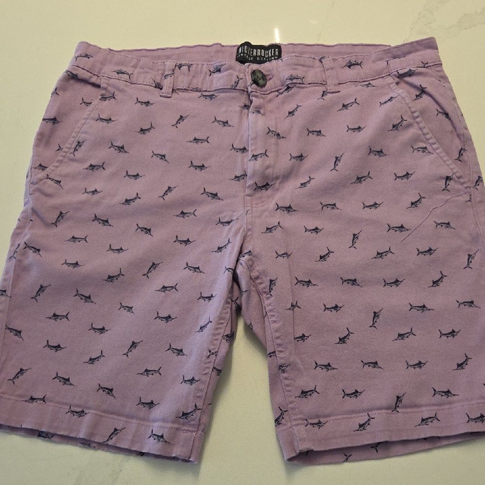 🎉HOST PICK🎉‎ Lavender Shark-Print Flat Front Men’s Shorts